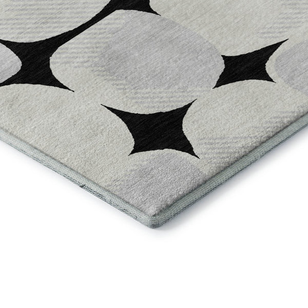 HomeRoots 10' X 14' Washable Black & Ivory Abstract Geometric Area Rug with UV Protection for High Traffic Areas 669168
