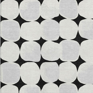 HomeRoots 10' X 14' Washable Black & Ivory Abstract Geometric Area Rug with UV Protection for High Traffic Areas 669168