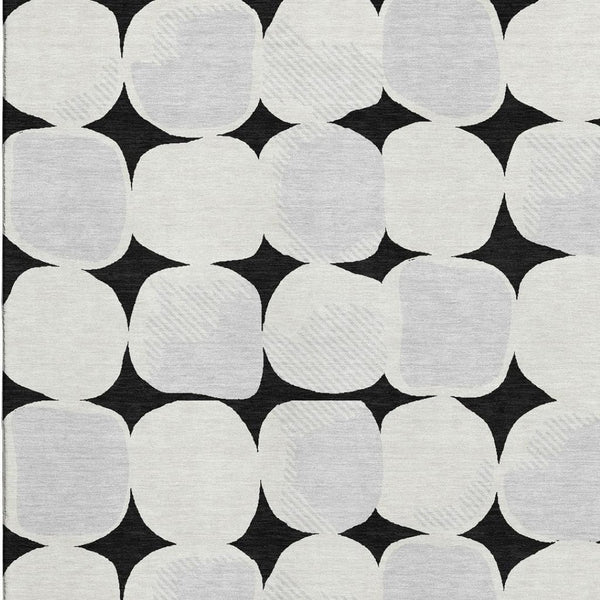 HomeRoots 10' X 14' Washable Black & Ivory Abstract Geometric Area Rug with UV Protection for High Traffic Areas 669168