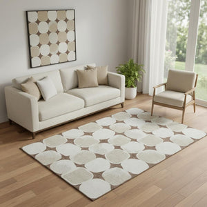 HomeRoots 5' X 8' Brown & Ivory Abstract Geometric Area Rug - Washable, UV Protected, Ideal for Busy Homes! 669170