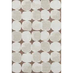 HomeRoots 5' X 8' Brown & Ivory Abstract Geometric Area Rug - Washable, UV Protected, Ideal for Busy Homes! 669170