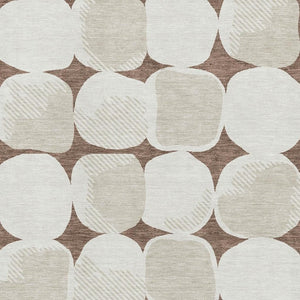 HomeRoots 5' X 8' Brown & Ivory Abstract Geometric Area Rug - Washable, UV Protected, Ideal for Busy Homes! 669170