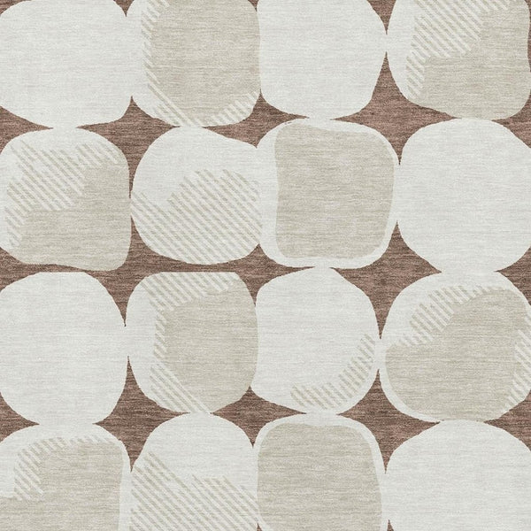 HomeRoots 5' X 8' Brown & Ivory Abstract Geometric Area Rug - Washable, UV Protected, Ideal for Busy Homes! 669170