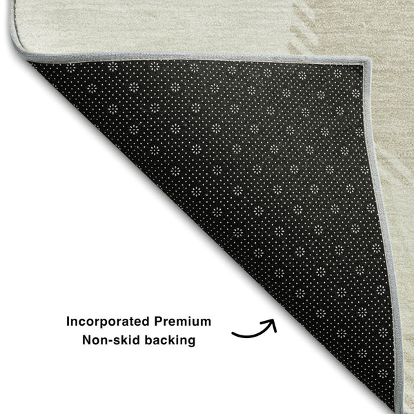 HomeRoots 8' Brown and Ivory Abstract Geometric Round Rug - Washable, UV-Protected, Perfect for Busy Homes! 669171