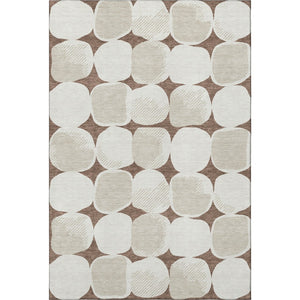 HomeRoots 8' x 10' Washable Brown and Ivory Abstract Geometric Area Rug with UV Protection for Busy Homes 669172