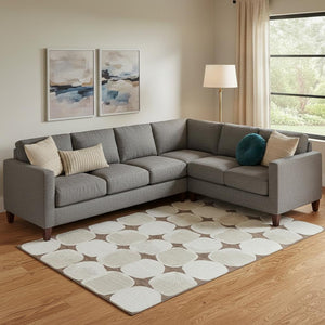 HomeRoots 9' X 12' Brown & Ivory Abstract Geometric Area Rug – Washable, UV-Protected, Durable & Stylish Design 669173