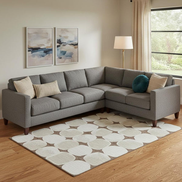 HomeRoots 9' X 12' Brown & Ivory Abstract Geometric Area Rug – Washable, UV-Protected, Durable & Stylish Design 669173
