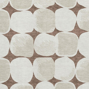 HomeRoots 9' X 12' Brown & Ivory Abstract Geometric Area Rug – Washable, UV-Protected, Durable & Stylish Design 669173