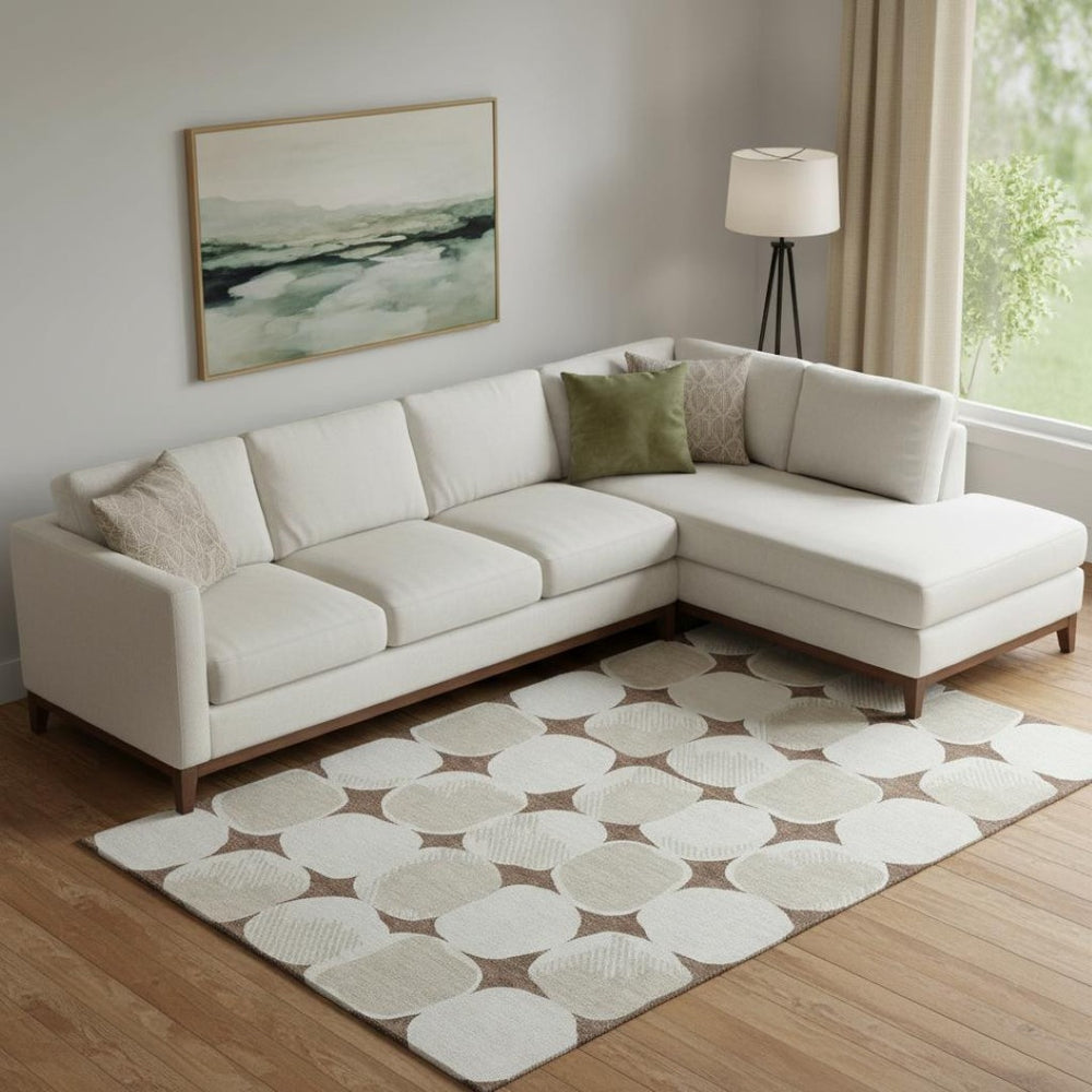 HomeRoots 10' X 14' Brown and Ivory Abstract Geometric Washable Area Rug - Durable, Stylish, UV Protected Design 669174