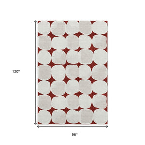 HomeRoots 8' X 10' Burgundy And Ivory Abstract Geometric Area Rug - Durable, Washable, UV Protected & Stylish! 669178