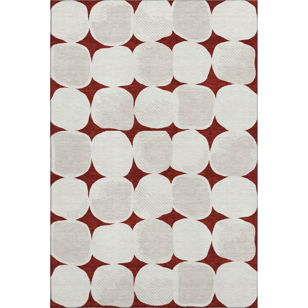 HomeRoots 8' X 10' Burgundy And Ivory Abstract Geometric Area Rug - Durable, Washable, UV Protected & Stylish! 669178