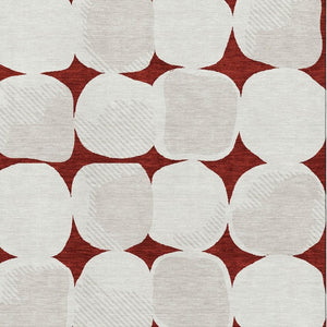 HomeRoots 8' X 10' Burgundy And Ivory Abstract Geometric Area Rug - Durable, Washable, UV Protected & Stylish! 669178