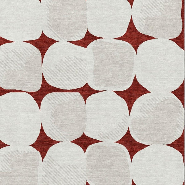 HomeRoots 8' X 10' Burgundy And Ivory Abstract Geometric Area Rug - Durable, Washable, UV Protected & Stylish! 669178