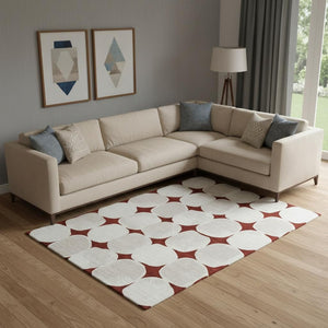 HomeRoots 9' X 12' Burgundy and Ivory Abstract Geometric Area Rug – Washable, UV-Protected, Durable Style! 669179