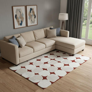 HomeRoots 10' Burgundy and Ivory Abstract Geometric Area Rug - Washable, Stain Resistant, UV Protected Design 669180