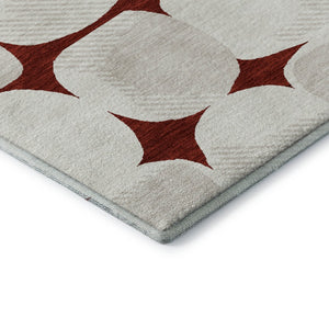 HomeRoots 10' Burgundy and Ivory Abstract Geometric Area Rug - Washable, Stain Resistant, UV Protected Design 669180
