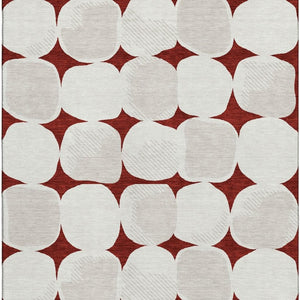 HomeRoots 10' Burgundy and Ivory Abstract Geometric Area Rug - Washable, Stain Resistant, UV Protected Design 669180