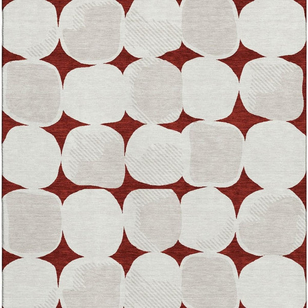 HomeRoots 10' Burgundy and Ivory Abstract Geometric Area Rug - Washable, Stain Resistant, UV Protected Design 669180