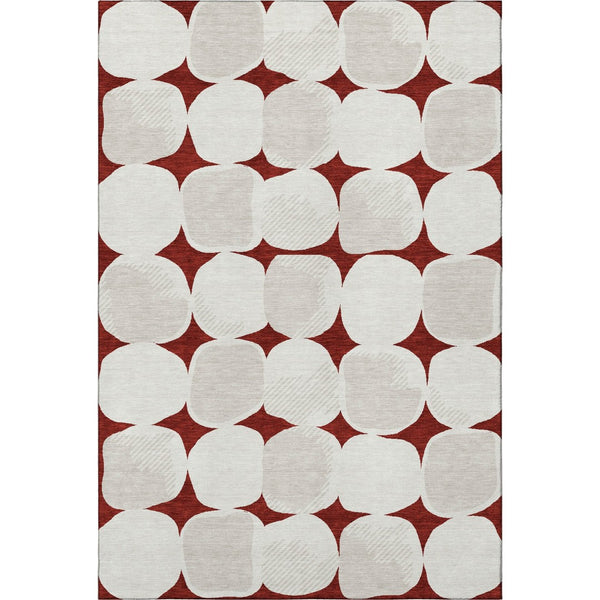 HomeRoots 10' Burgundy and Ivory Abstract Geometric Area Rug - Washable, Stain Resistant, UV Protected Design 669180