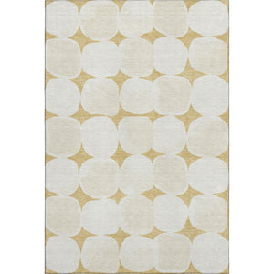 HomeRoots 5' X 8' Gold and Ivory Abstract Geometric Area Rug – Stylish, Washable, UV-Protected for Modern Homes 669182