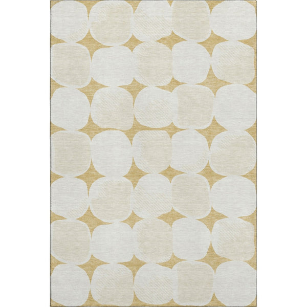 HomeRoots 5' X 8' Gold and Ivory Abstract Geometric Area Rug – Stylish, Washable, UV-Protected for Modern Homes 669182