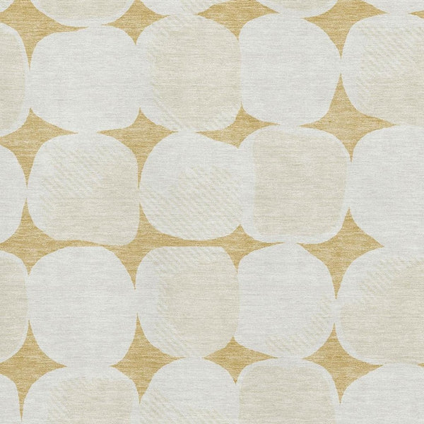 HomeRoots 5' X 8' Gold and Ivory Abstract Geometric Area Rug – Stylish, Washable, UV-Protected for Modern Homes 669182