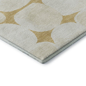 HomeRoots 5' X 8' Gold and Ivory Abstract Geometric Area Rug – Stylish, Washable, UV-Protected for Modern Homes 669182