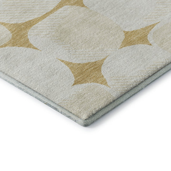 HomeRoots 5' X 8' Gold and Ivory Abstract Geometric Area Rug – Stylish, Washable, UV-Protected for Modern Homes 669182