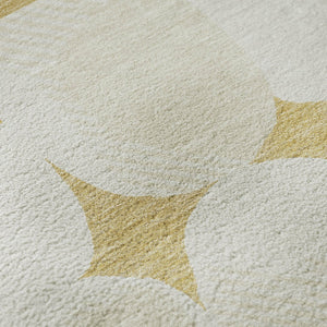 HomeRoots 5' X 8' Gold and Ivory Abstract Geometric Area Rug – Stylish, Washable, UV-Protected for Modern Homes 669182