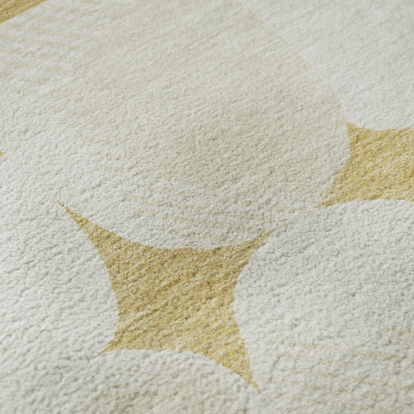HomeRoots 5' X 8' Gold and Ivory Abstract Geometric Area Rug – Stylish, Washable, UV-Protected for Modern Homes 669182