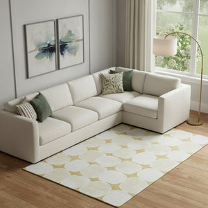 HomeRoots 8' X 10' Gold and Ivory Abstract Geometric Area Rug – Washable, UV-Protected, Perfect for Busy Homes 669184