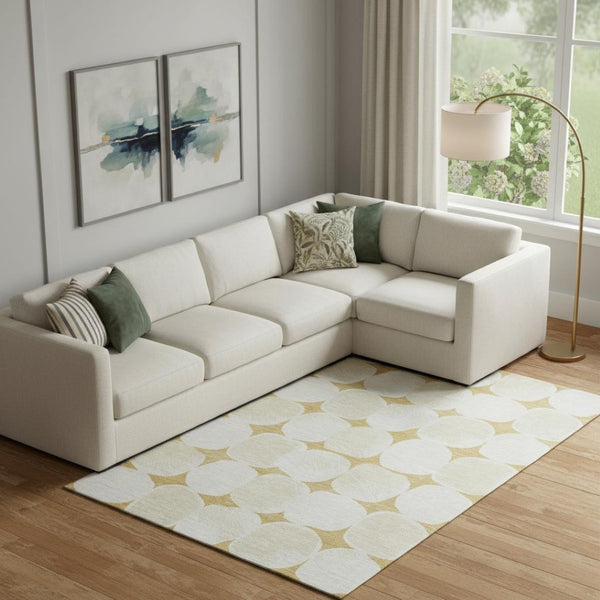 HomeRoots 8' X 10' Gold and Ivory Abstract Geometric Area Rug – Washable, UV-Protected, Perfect for Busy Homes 669184