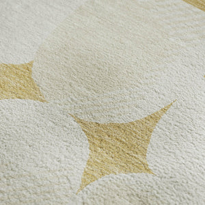 HomeRoots 8' X 10' Gold and Ivory Abstract Geometric Area Rug – Washable, UV-Protected, Perfect for Busy Homes 669184