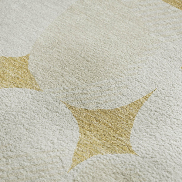 HomeRoots 8' X 10' Gold and Ivory Abstract Geometric Area Rug – Washable, UV-Protected, Perfect for Busy Homes 669184