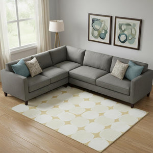 HomeRoots 9' X 12' Gold and Ivory Abstract Geometric Area Rug - Washable, UV-Protected, Pet-Friendly Design 669185