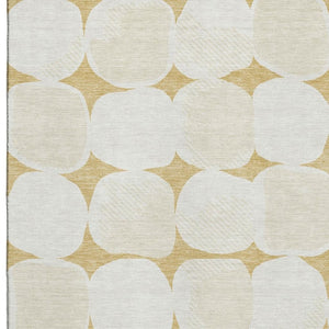 HomeRoots 9' X 12' Gold and Ivory Abstract Geometric Area Rug - Washable, UV-Protected, Pet-Friendly Design 669185