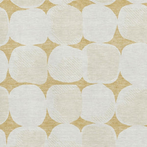 HomeRoots 9' X 12' Gold and Ivory Abstract Geometric Area Rug - Washable, UV-Protected, Pet-Friendly Design 669185