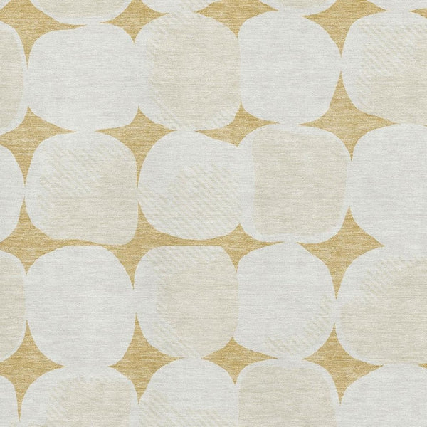 HomeRoots 9' X 12' Gold and Ivory Abstract Geometric Area Rug - Washable, UV-Protected, Pet-Friendly Design 669185