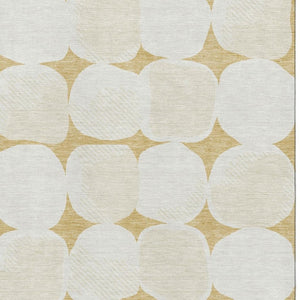 HomeRoots 10' X 14' Gold And Ivory Abstract Geometric Area Rug - Washable, UV-Protected, Stylish & Durable! 669186