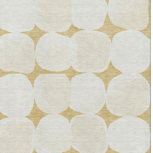 HomeRoots 10' X 14' Gold And Ivory Abstract Geometric Area Rug - Washable, UV-Protected, Stylish & Durable! 669186
