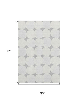 HomeRoots 5' X 8' Gray And Ivory Abstract Geometric Area Rug - Washable, Stain Resistant & UV Protected Rug 669188