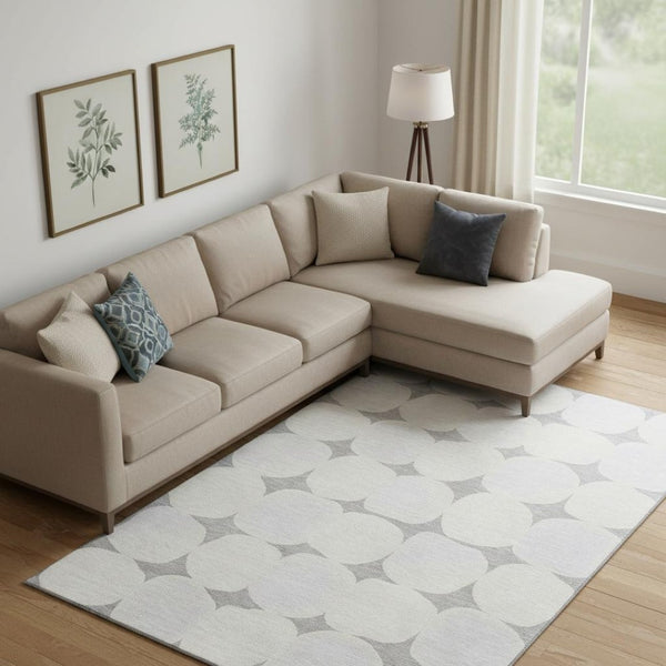 HomeRoots 8' X 10' Gray and Ivory Abstract Geometric Area Rug - Washable, UV Protected, Durable Design for Homes 669190