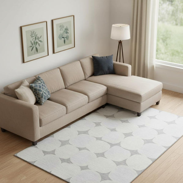 HomeRoots 9' X 12' Gray & Ivory Abstract Geometric Area Rug - Stain-Resistant, UV Protected, Modern Style 669191