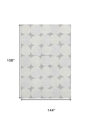 HomeRoots 9' X 12' Gray & Ivory Abstract Geometric Area Rug - Stain-Resistant, UV Protected, Modern Style 669191