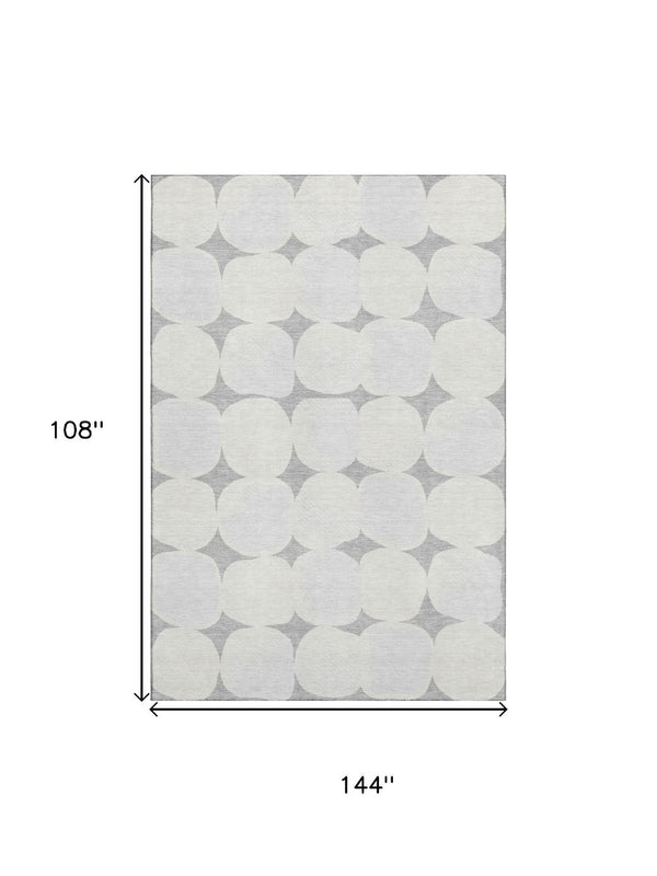 HomeRoots 9' X 12' Gray & Ivory Abstract Geometric Area Rug - Stain-Resistant, UV Protected, Modern Style 669191