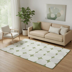 HomeRoots 5' X 8' Green And Ivory Abstract Geometric Area Rug - Washable, Stain Resistant, UV Protected Comfort 669194