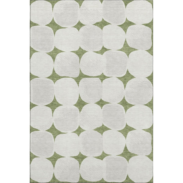HomeRoots 5' X 8' Green And Ivory Abstract Geometric Area Rug - Washable, Stain Resistant, UV Protected Comfort 669194