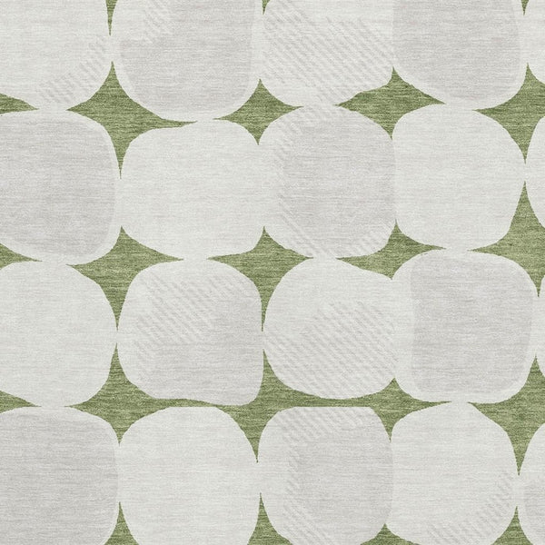 HomeRoots 5' X 8' Green And Ivory Abstract Geometric Area Rug - Washable, Stain Resistant, UV Protected Comfort 669194