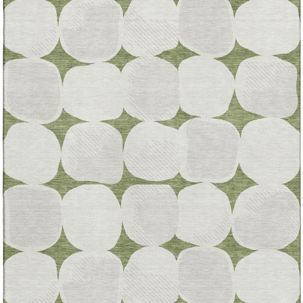 HomeRoots 8' X 10' Green & Ivory Abstract Geometric Area Rug - Washable, Stain Resistant & UV Protected! 669196