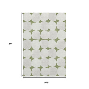 HomeRoots 9' X 12' Green and Ivory Abstract Geometric Area Rug – Washable, UV Protected, Perfect for Families! 669197